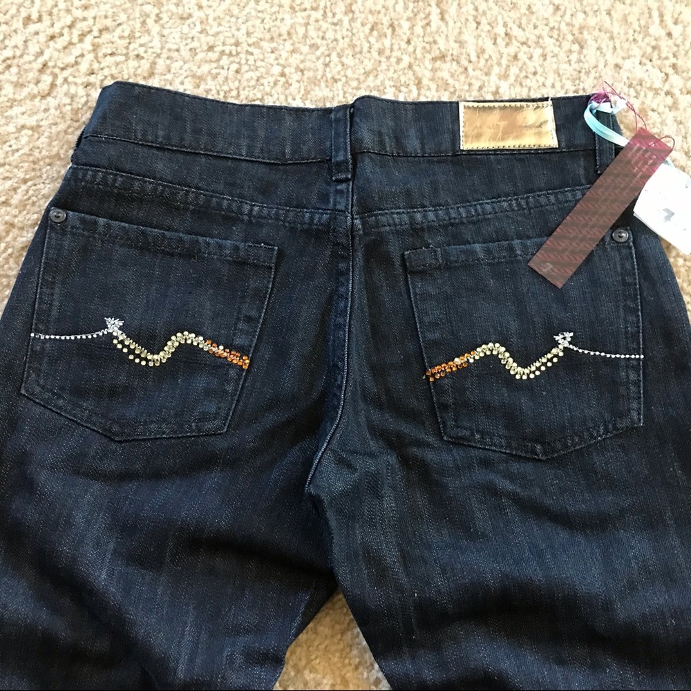 7ForAllMankind straight denim w/Swarovski crystals
